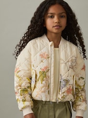Reiss Pink Print Nina 4-9 yrs Quilted Printed Bomber Jacket - Image 1 of 4
