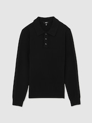 Черный - Рубашки поло из фактурной шерсти Reiss Kingsley - Image 2 of 6