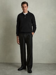 Черный - Рубашки поло из фактурной шерсти Reiss Kingsley - Image 3 of 6