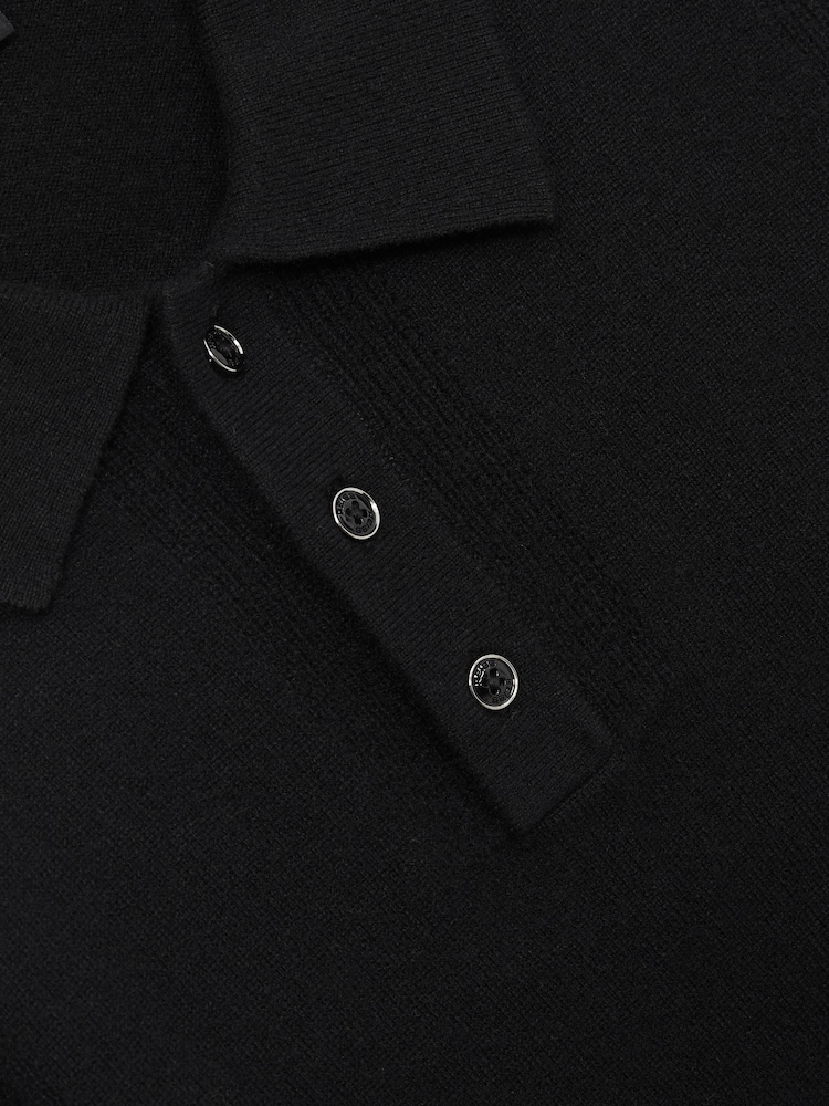 Черный - Рубашки поло из фактурной шерсти Reiss Kingsley - Image 6 of 6