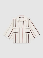 Reiss Carlotta Stripe-Print Relaxed V-Neck Shirt - Image 2 de 5