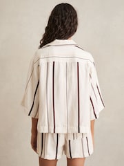 Reiss Carlotta Stripe-Print Relaxed V-Neck Shirt - Image 4 de 5