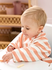 JoJo Maman Bébé Orange Stripe Sleeved Bib - Image 2 of 5