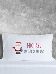 100% Cotton Personalised Santa In On His Way Christmas  Pillowcase by Loveabode - Image 1 of 4