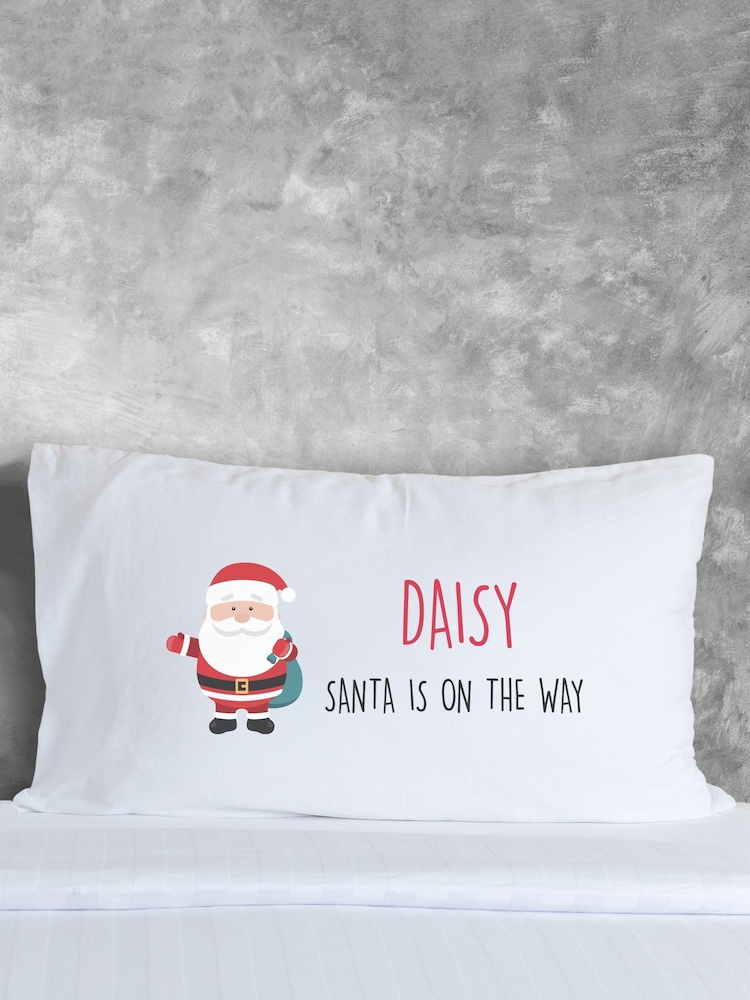 100% Cotton Personalised Santa In On His Way Christmas  Pillowcase by Loveabode - Image 2 of 4