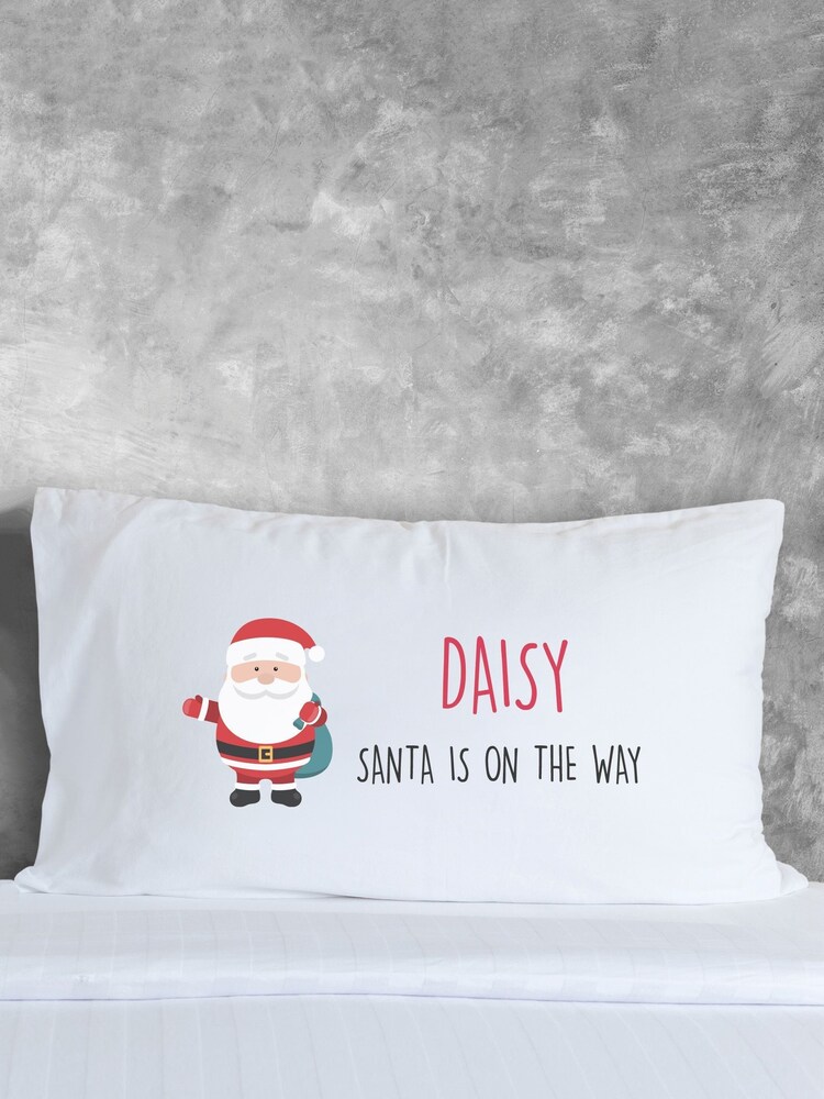 100% Cotton Personalised Santa In On His Way Christmas Pillowcase by Loveabode - Image 2 of 4 100% Cotton Personalised Santa In On His Way Christmas Pillowcase by Loveabode - Image 2 of 4