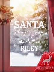 Personalised Christmas Santa Stop Here Vinyl Window Sticker by Loveabode - Image 3 of 4