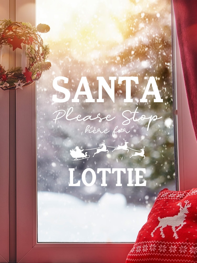 Personalised Christmas Santa Stop Here Vinyl Window Sticker by Loveabode - Image 4 of 4