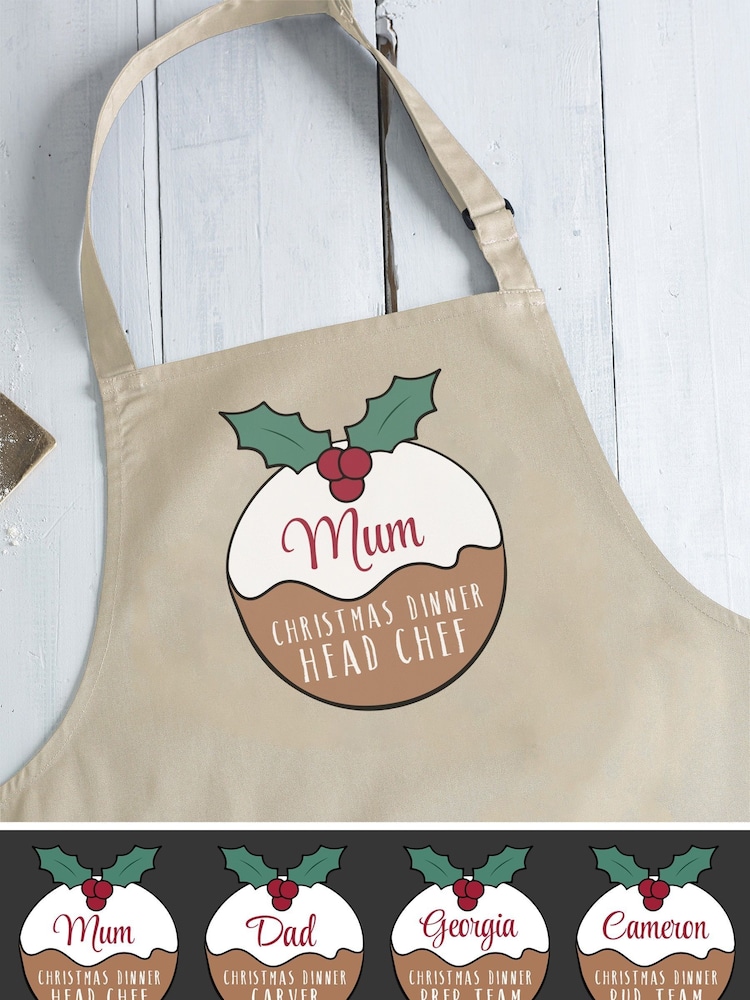 100% Cotton Personlaised Xmas Pudding Christmas Apron by Loveabode - Image 1 of 4 100% Cotton Personlaised Xmas Pudding Christmas Apron by Loveabode - Image 1 of 4