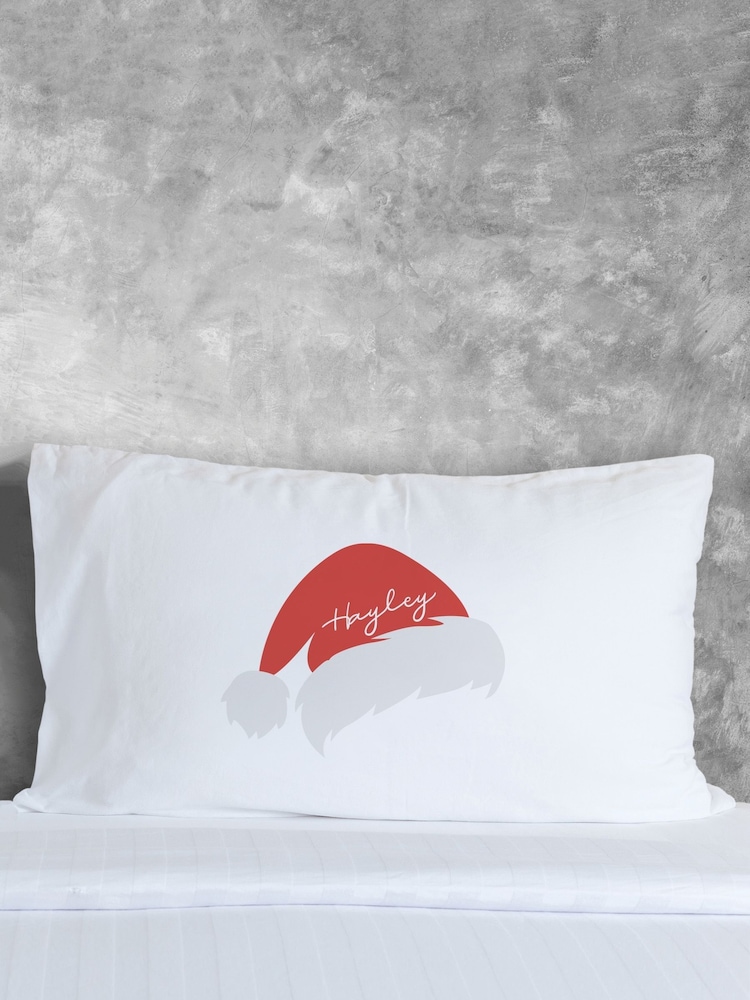 100% Cotton Personalised Santa Hat Christmas Pillowcase by Loveabode - Image 1 of 4