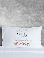 100% Cotton Personalised Santa Sleigh Christmas Pillowcase by Loveabode - Image 1 of 4