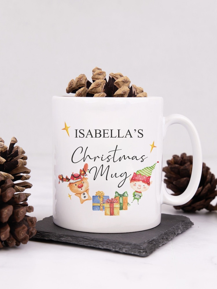 Personalised Elf & Reindeer Christmas Mug by Loveabode - Image 1 of 4