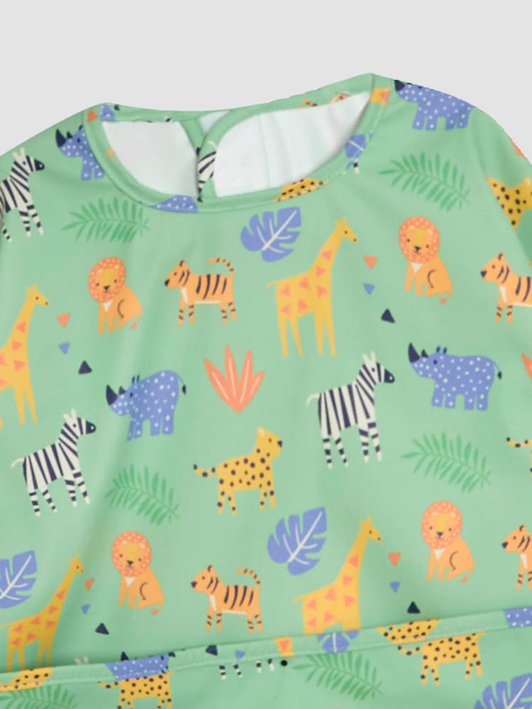 JoJo Maman Bébé Green Safari Sleeved Bib - Image 2 of 3