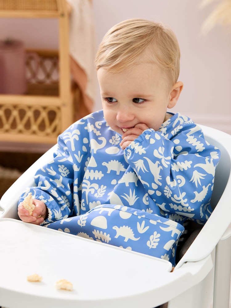 JoJo Maman Bébé Blue Dino Sleeved Bib - Image 1 of 5