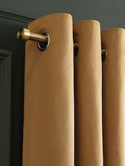 Gold Faux Silk Eyelet Lined Curtains - Image 4 of 5