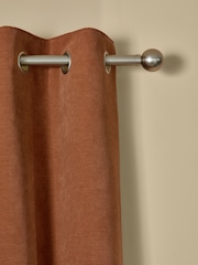 Rust Brown Textured Embossed Faux Suede Lined Eyelet Curtains - Image 4 of 6