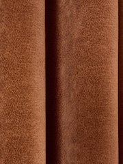 Rust Brown Textured Embossed Faux Suede Lined Eyelet Curtains - Image 5 of 6