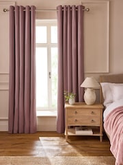 Pink Mauve Blackout/Thermal Cotton Eyelet Curtains - Image 1 of 9