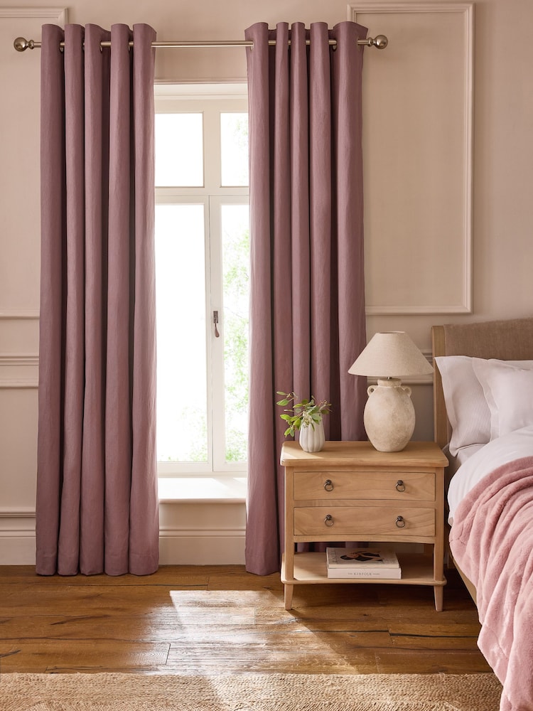Pink Mauve Blackout/Thermal Cotton Eyelet Curtains - Image 1 of 9
