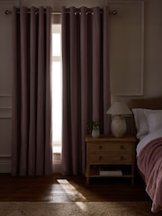 Pink Mauve Blackout/Thermal Cotton Eyelet Curtains - Image 3 of 9
