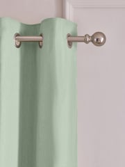 Green Pale Sage Blackout/Thermal Cotton Eyelet Curtains - Image 7 of 9
