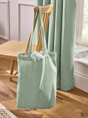 Green Pale Sage Blackout/Thermal Cotton Eyelet Curtains - Image 8 of 9