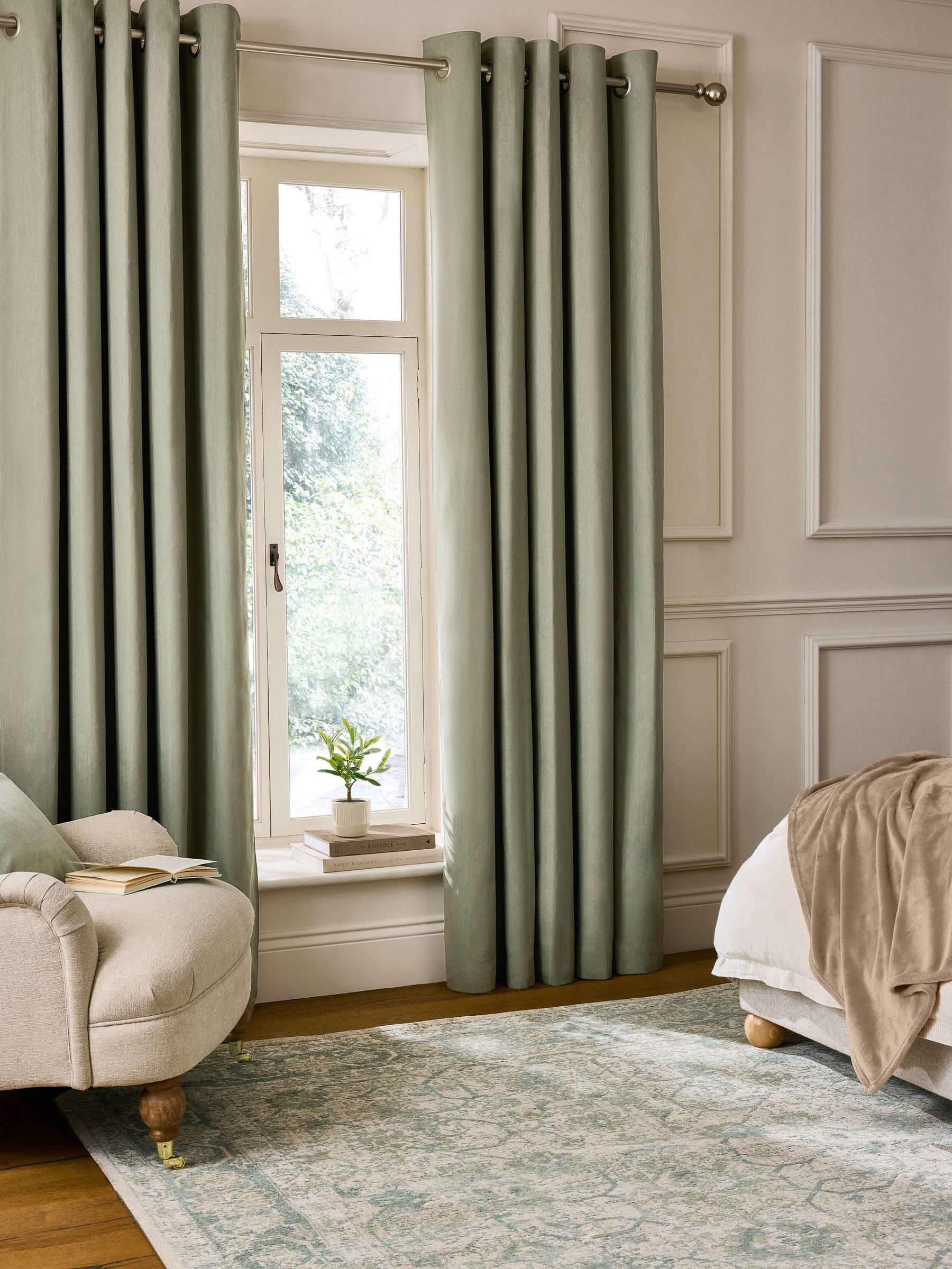 Buy Green Olive Blackout/Thermal Cotton Eyelet Curtains from the Next ...