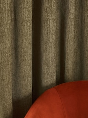Green Olive Heavyweight Chenille Eyelet Lined Curtains - Image 3 of 5