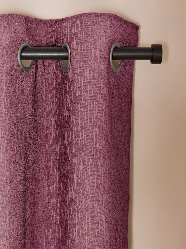 Pink Berry Heavyweight Chenille Eyelet Lined Curtains - Image 6 of 7