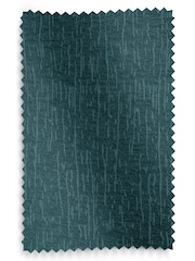 Blue Teal Heavyweight Chenille Eyelet Lined Curtains - Image 7 of 7