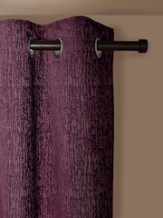 Purple Dark Heavyweight Chenille Eyelet Lined Curtains - Image 4 of 5