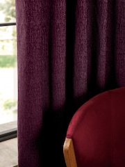 Purple Dark Heavyweight Chenille Eyelet Lined Curtains - Image 6 of 7