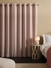 Pink Light Heavyweight Chenille Eyelet Lined Curtains - Image 2 of 7