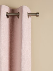 Pink Light Heavyweight Chenille Eyelet Lined Curtains - Image 6 of 7