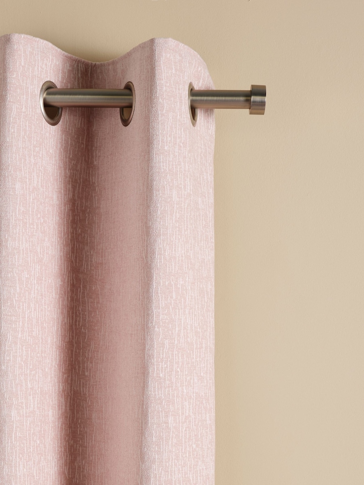 Pink Light Heavyweight Chenille Eyelet Lined Curtains - Image 6 of 7