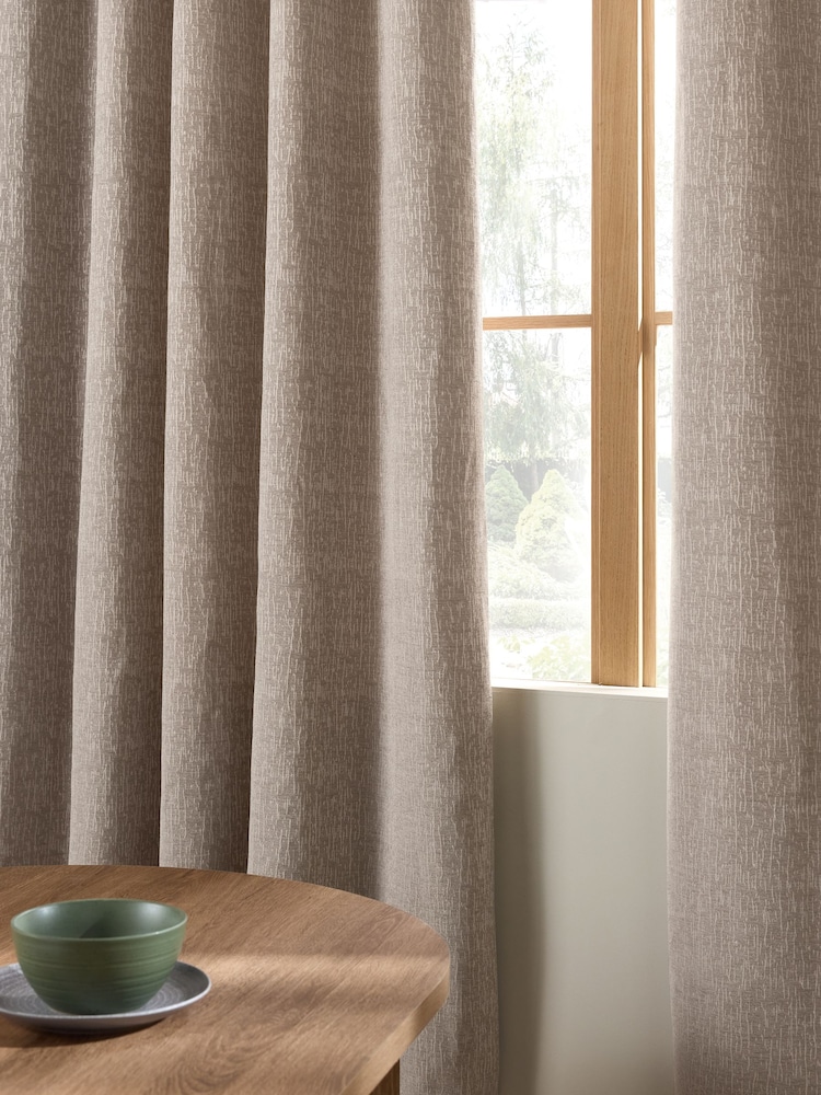 Natural Feather Heavyweight Chenille Eyelet Lined Curtains - Image 6 of 8