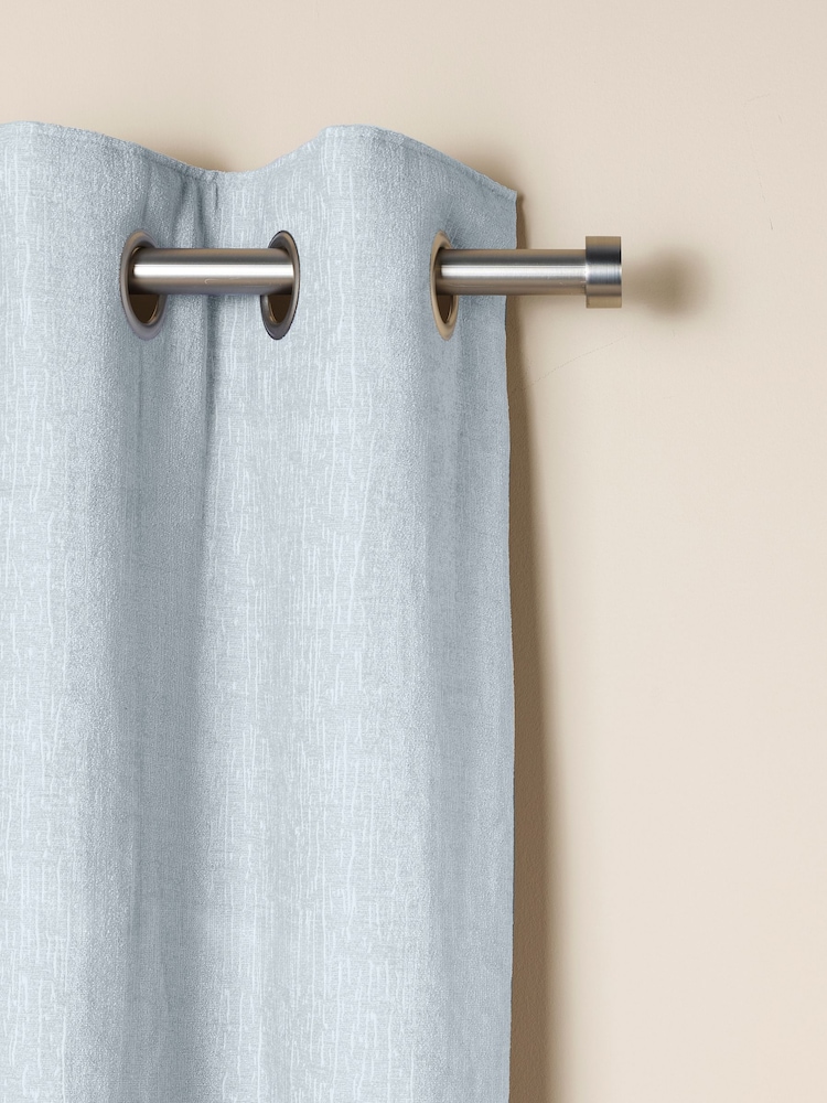 Blue Light Heavyweight Chenille Eyelet Lined Curtains - Image 6 of 7
