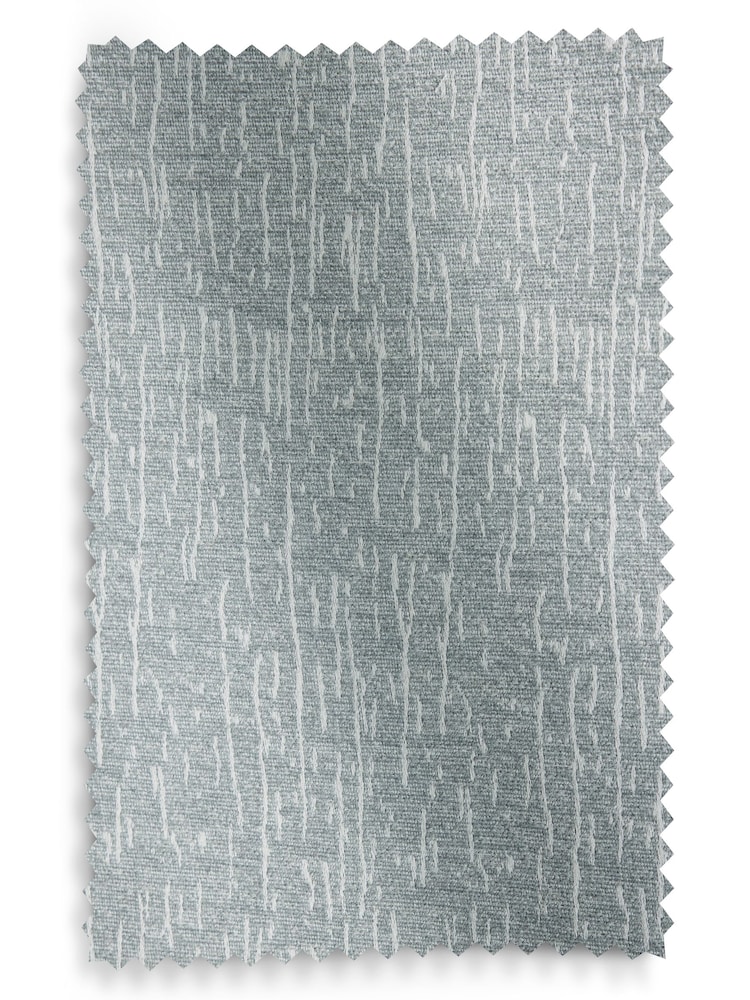 Grey Blue Heavyweight Chenille Eyelet Lined Curtains - Image 5 of 5