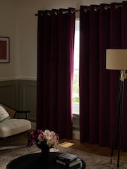 Pink Berry Matte Velvet Blackout/Thermal Curtains - Image 2 of 4