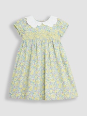 JoJo Maman Bébé Yellow Floral Broderie Collar Party Dress - Image 2 of 6