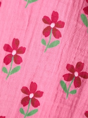 JoJo Maman Bébé Bright Pink Floral Pretty Ruffle Shoulder Sunsuit - Image 4 of 4