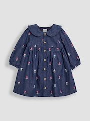 JoJo Maman Bébé Embroidered Button Through Dress - Imagen 1 de 3