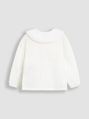 JoJo Maman Bébé Cream Floral Embroidered Print Peter Pan Collar Cheesecloth Blouse - Image 2 of 3