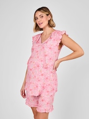 JoJo Maman Bébé Floral Patterned Frill Sleeve Maternity Blouse - Image 1 of 4