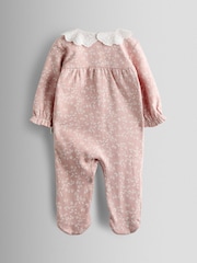 JoJo Maman Bébé Pink Ditsy Floral Print Sleepsuit - Image 2 of 6