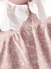 JoJo Maman Bébé Pink Ditsy Floral Print Sleepsuit - Image 3 of 6