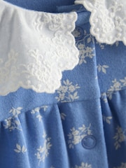 JoJo Maman Bébé Blue 100% Organic Cotton Ditsy Floral Sleepsuit - Image 3 of 4