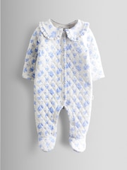 JoJo Maman Bébé Ecru Floral Print Quilted Sleepsuit - Image 1 of 4