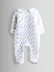 JoJo Maman Bébé Ecru Floral Print Quilted Sleepsuit - Image 2 of 4