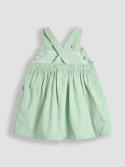 JoJo Maman Bébé Khaki Green Strawberry 2-Piece Frill Sleeve Top & Pinafore Set - Image 2 of 5
